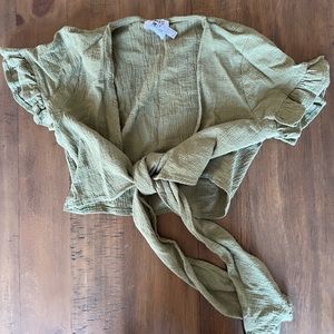 PRINCESS POLLY Green Wrap Top